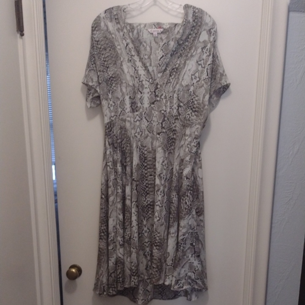Nanette Lepore Gray Snake Print Midi Dress (J488)